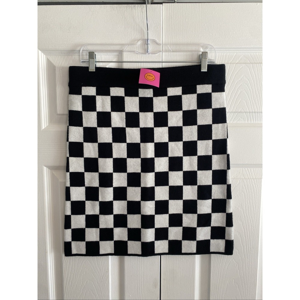 Dressed in LALA Black & White Checker Knit Skirt - Womens